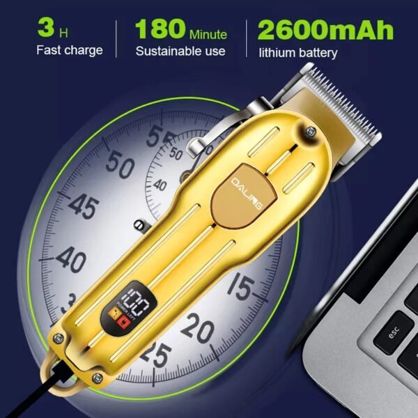 Daling DL-1538 Cordless Hair Clipper Professional Trimmer With LED Display And Powerful 2600mAh Battery - Image 5