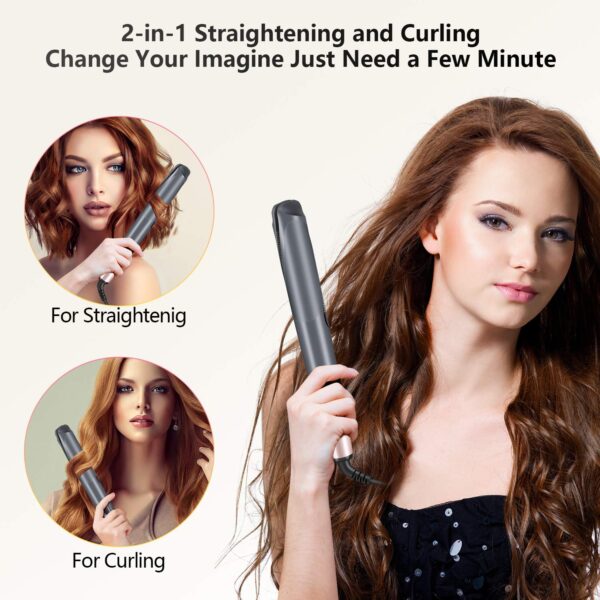 2 In 1 Hair Straightener And Curler Iron Tourmaline Ceramic Twisted Flat Iron With LCD Display - Image 2