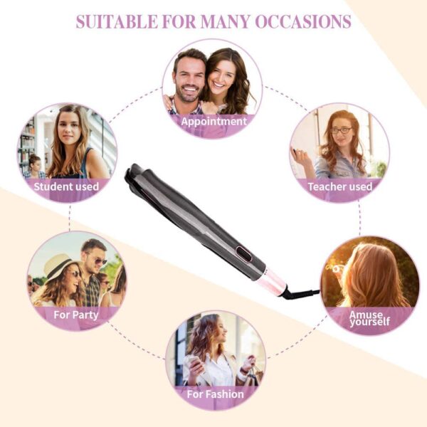 2 In 1 Hair Straightener And Curler Iron Tourmaline Ceramic Twisted Flat Iron With LCD Display - Image 5