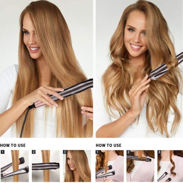 2 In 1 Hair Straightener And Curler Iron Tourmaline Ceramic Twisted Flat Iron With LCD Display - Image 6