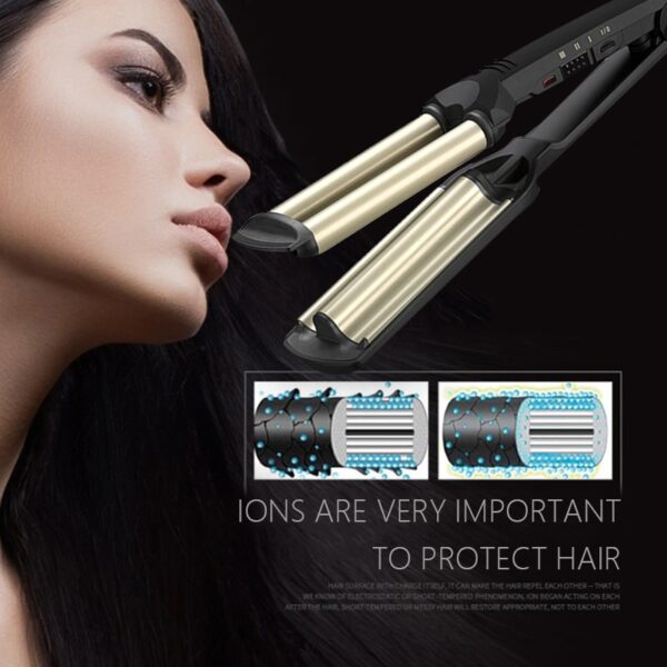 KEMEI Professional Hair Curler With 3 Barrels Big Wave Curling Iron Ceramic Hair Styling Tool - Image 4