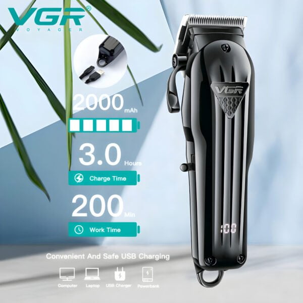 VGR V-282 Professional Rechargeable Cordless Hair Clipper For Men - Image 3