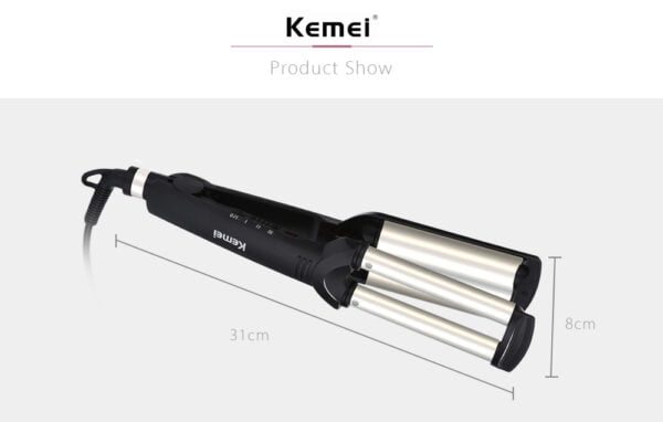 KEMEI Professional Hair Curler With 3 Barrels Big Wave Curling Iron Ceramic Hair Styling Tool - Image 8