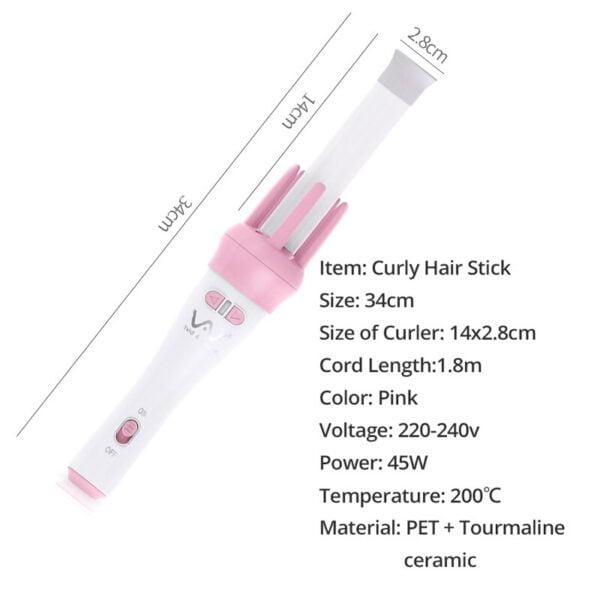 Automatic Hair Curler Rotating Rolling Iron Fast Styling Wand Ceramic Heating Tube with Plant Protein Coating - Image 2