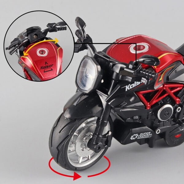 1:12 Alloy Series Classic Racing Pull Back Sports Bike With Flashing Lights And Sounds - Image 7