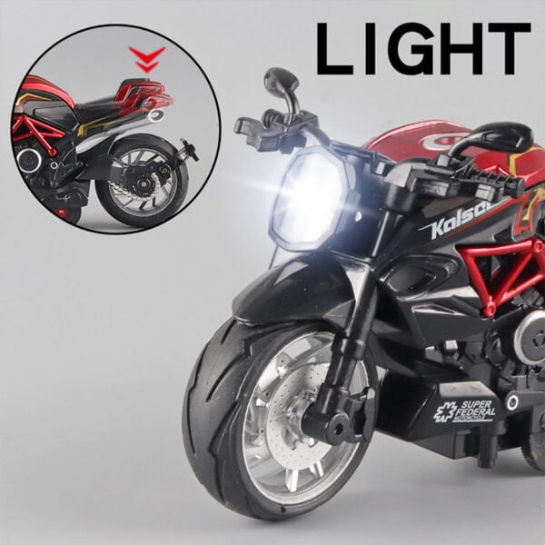 1:12 Alloy Series Classic Racing Pull Back Sports Bike With Flashing Lights And Sounds - Image 6