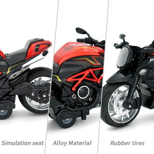 1:12 Alloy Series Classic Racing Pull Back Sports Bike With Flashing Lights And Sounds - Image 3