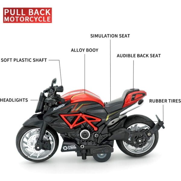 1:12 Alloy Series Classic Racing Pull Back Sports Bike With Flashing Lights And Sounds - Image 2