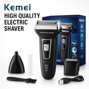 Kemei KM-6558 3 In 1 Electric Shaver Nose Hair Trimmer Double-Blades Beard Trimmer Shaving Machine
