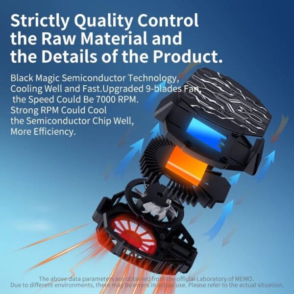 MEMO DL05 Instant Heat Dissipation Phone Cooling Radiator Fan With Temperature Display - Image 4
