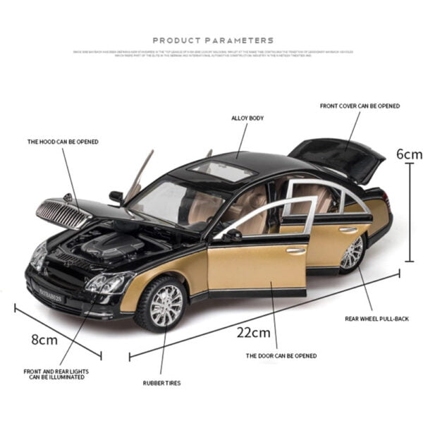 1:24 Maybach 62S Classic Alloy Die-Cast Model Car With Sound And Light - Image 4
