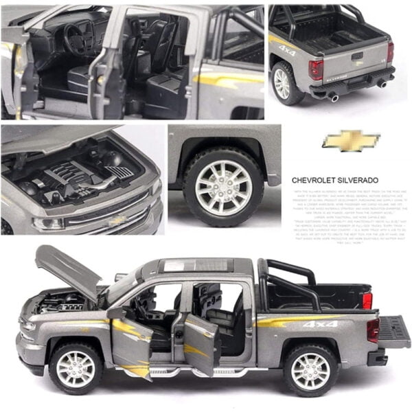 1:32 Chevrolet Silverado Pickup Model Alloy Die-Cast Truck Toy With Music And Light - Image 4
