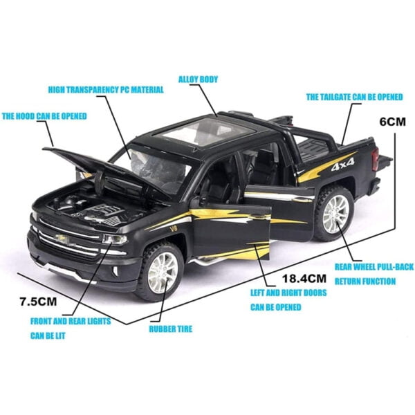 1:32 Chevrolet Silverado Pickup Model Alloy Die-Cast Truck Toy With Music And Light - Image 6