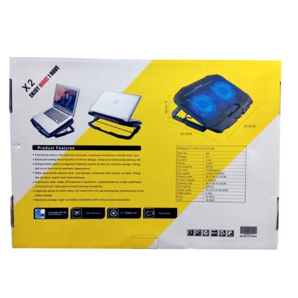 X2 Super Air Flow With Lower Noise Laptop Fan Cooling Pad - Image 8