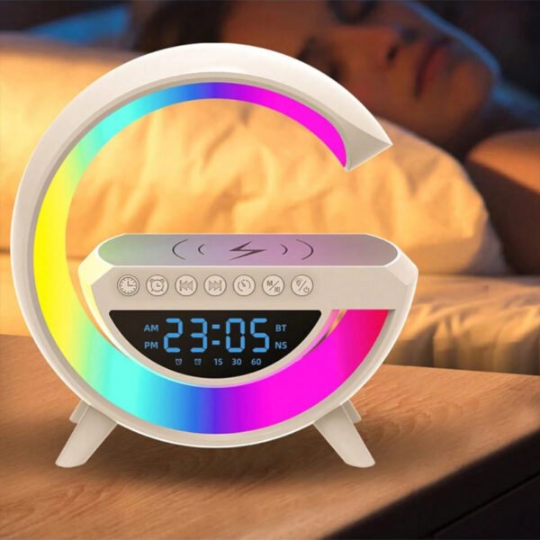 BT-3401 LED Display Wireless Phone Charger Bluetooth Speaker With Seven Color Selections, Alarm Clock, FM Radio - Image 8