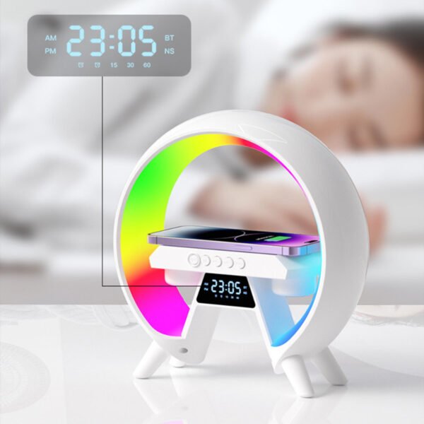 BT-3401 LED Display Wireless Phone Charger Bluetooth Speaker With Seven Color Selections, Alarm Clock, FM Radio - Image 5