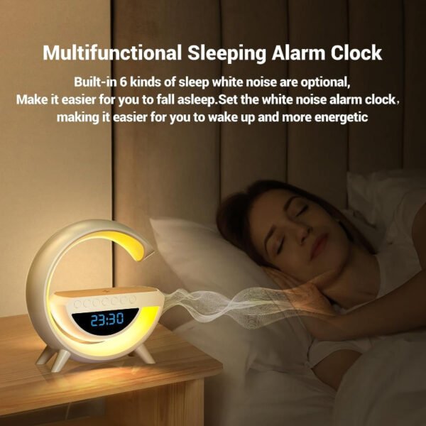BT-3401 LED Display Wireless Phone Charger Bluetooth Speaker With Seven Color Selections, Alarm Clock, FM Radio - Image 3
