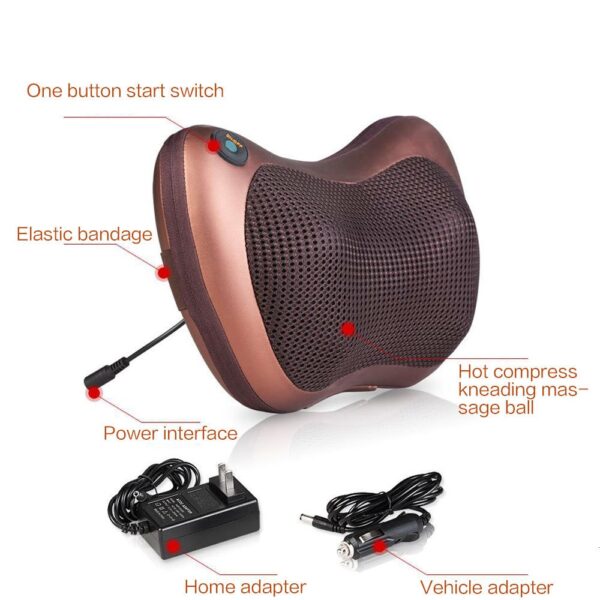 Multi-Function Electric Cervical Body Massage Pillow with Deep-Kneading Heated Massage Nodes - Image 3