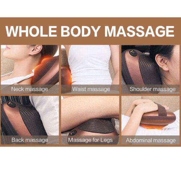 Multi-Function Electric Cervical Body Massage Pillow with Deep-Kneading Heated Massage Nodes - Image 5