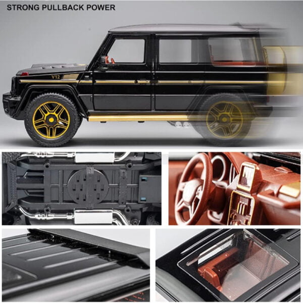 1:24 Exquisite Model Mercedes Benz G63 AMG Zinc Alloy Pull Back Car With Dynamic Music And Light - Image 5