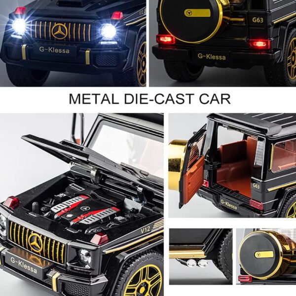 1:24 Exquisite Model Mercedes Benz G63 AMG Zinc Alloy Pull Back Car With Dynamic Music And Light - Image 8
