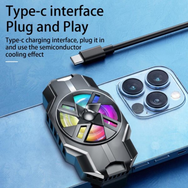 S3 Mobile Phone Radiator Strong Wind Low Noise Colorful Lights Non-Slip Fan - Image 2