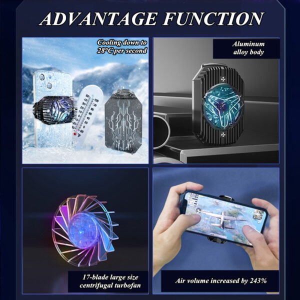 Mobile Cooler GT16 Turbo Cooling Alloy Material Silent Cooling Pure Metal Semiconductor - Image 3
