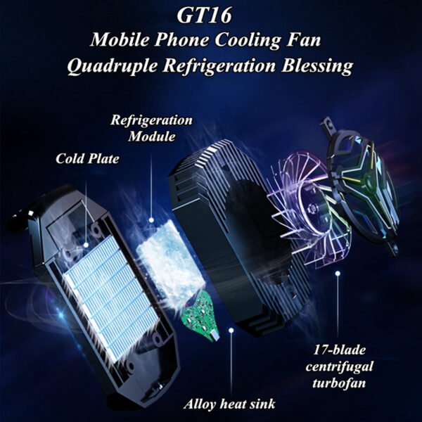 Mobile Cooler GT16 Turbo Cooling Alloy Material Silent Cooling Pure Metal Semiconductor - Image 5