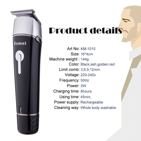Kemei 10 In 1 Km-1015 Rechargeable Professional Clipper Men Electric Shaver Nose Trimmer - Image 2