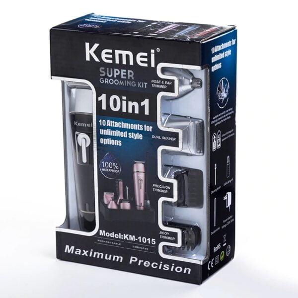 Kemei 10 In 1 Km-1015 Rechargeable Professional Clipper Men Electric Shaver Nose Trimmer - Image 8