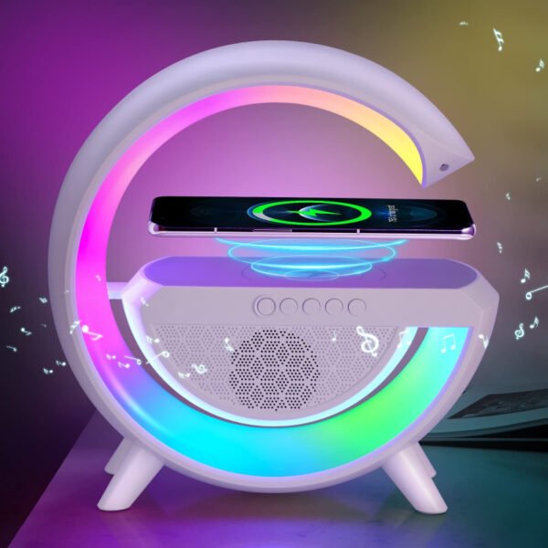 BT-2301 Wireless Phone Charger Bluetooth Speaker With RGB Lighting Alarm Clock, FM Radio - Image 8