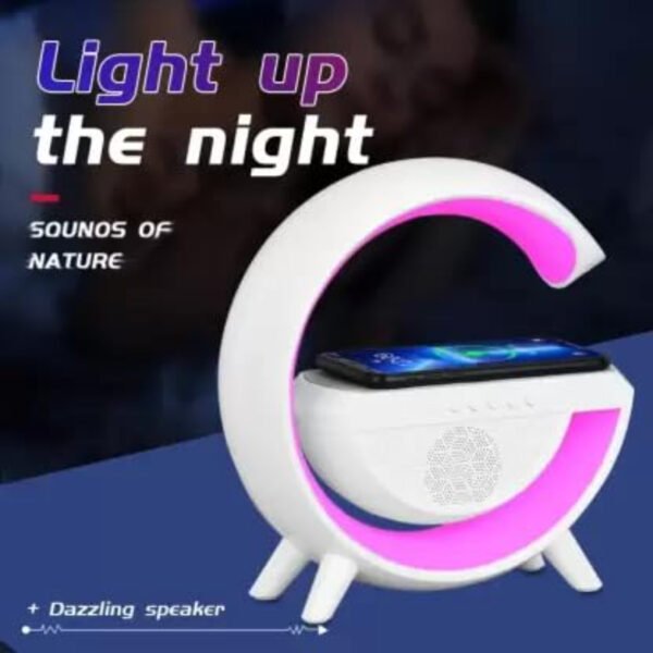 BT-2301 Wireless Phone Charger Bluetooth Speaker With RGB Lighting Alarm Clock, FM Radio - Image 2