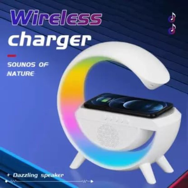 BT-2301 Wireless Phone Charger Bluetooth Speaker With RGB Lighting Alarm Clock, FM Radio - Image 4