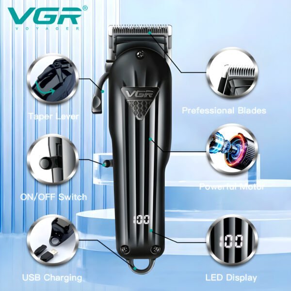 VGR V-282 Professional Rechargeable Cordless Hair Clipper For Men - Image 9