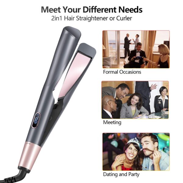2 In 1 Hair Straightener And Curler Iron Tourmaline Ceramic Twisted Flat Iron With LCD Display - Image 3