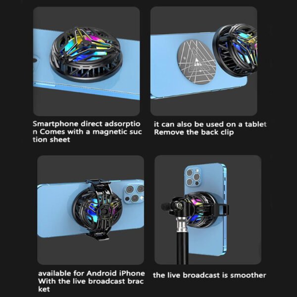 GT18 Magnetic Attraction Mobile Turbo Cooling Fan Cooler With Cool Rgb Lighting - Image 9
