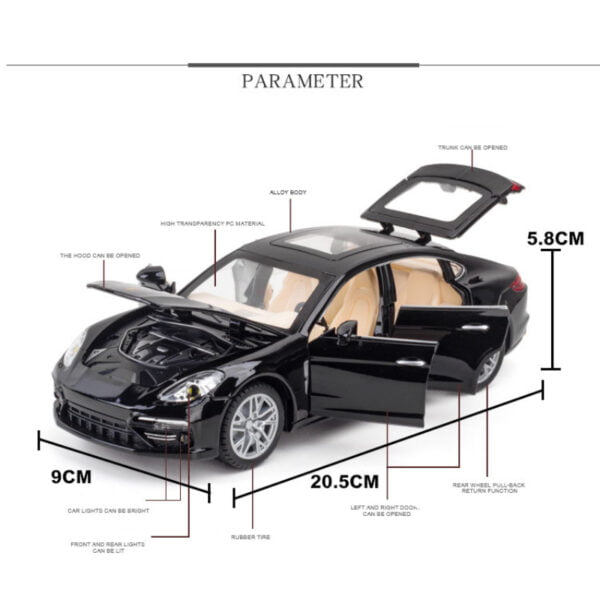 Panamera Alloy Model Diecasts Vehicles With Sound Light Pull Back Car - Image 6