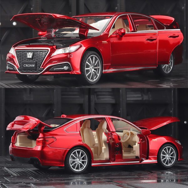 Toyota Crown die Cast model car simulation with sound and light metal pull - Image 6