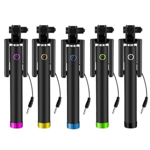 Folding Wired Selfie Stick Handheld Monopod Extendable Mini Mobile Phone Stick - Image 2
