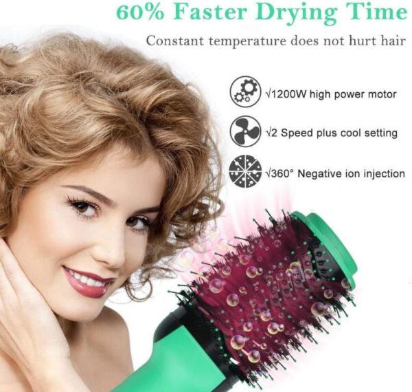 2 In 1 One Step Hair Dryer And Volumizer Warm Air Fast Styling Straightener & Curls Styler - Image 4