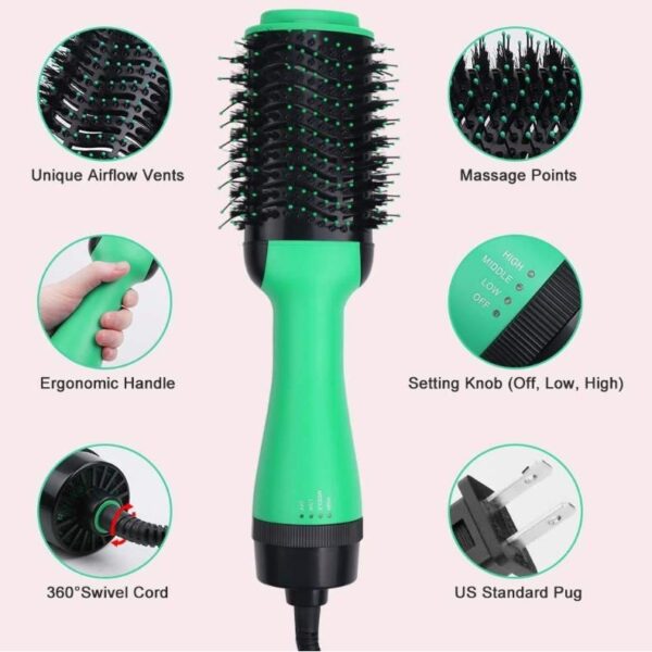 2 In 1 One Step Hair Dryer And Volumizer Warm Air Fast Styling Straightener & Curls Styler - Image 3