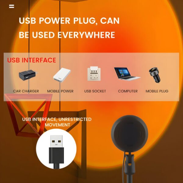 High-Efficiency USB Sunset Projector Lamp With 16-Color LED And Remote Control - Image 7