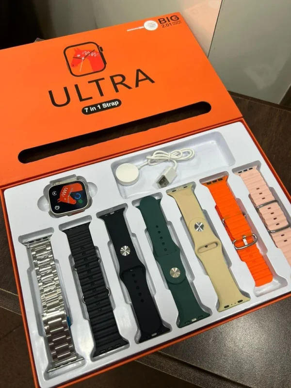 ULTRA 7iN1 Straps 2.1 Inch HD Screen With 7 Different Straps Bluetooth Calling Smart Watch - Image 4