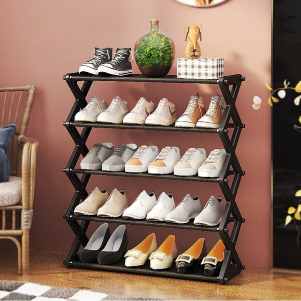 5 Layers X-Type Foldable Fashion Shoe Organizer Stand - Image 3