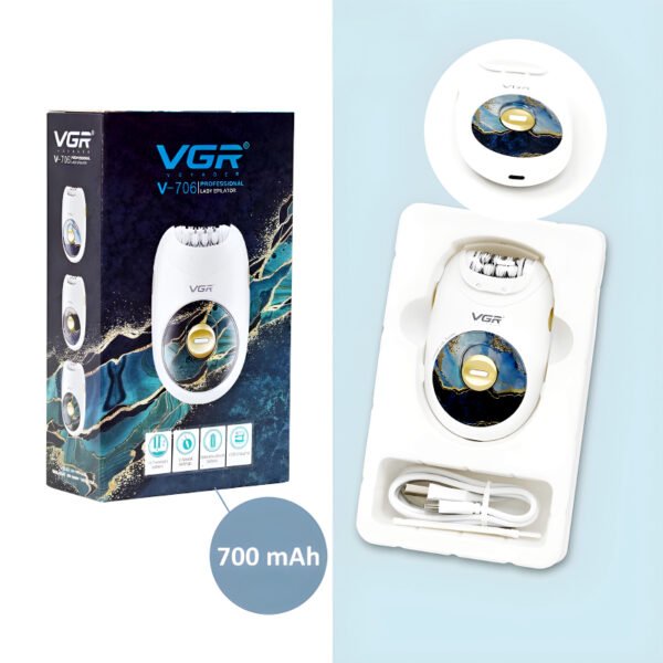 VGR V-706 Professional Rechargeable Electric Lady Epilator Hair Removal Machine - Image 3