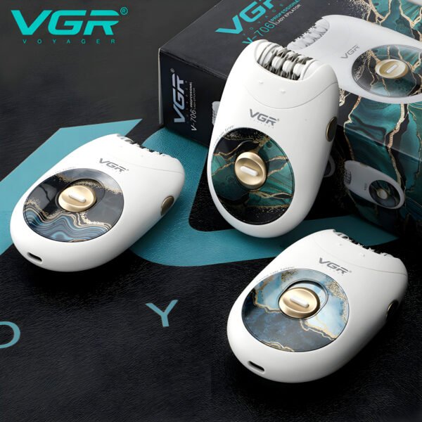 VGR V-706 Professional Rechargeable Electric Lady Epilator Hair Removal Machine - Image 6