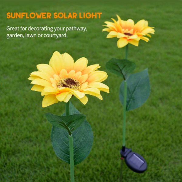 Pack Of 2 Waterproof Sunflower Solar Decorative Lights For Outdoor Garden And Lawn - Image 2