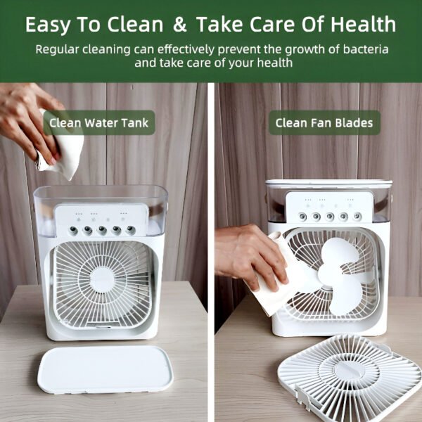 4 in 1 Portable Air Humidifier Cooling USB Fan with 7-Color Night Light - Image 3
