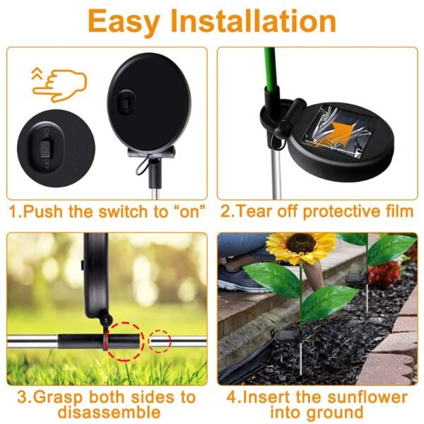 Pack Of 2 Waterproof Sunflower Solar Decorative Lights For Outdoor Garden And Lawn - Image 6