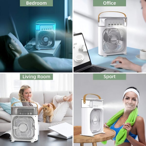4 in 1 Portable Air Humidifier Cooling USB Fan with 7-Color Night Light - Image 4